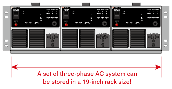 Three-phase AC system in a rack