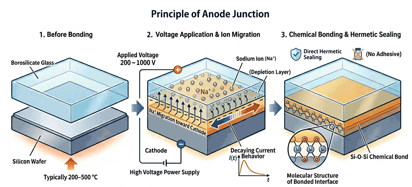 Principle Diagram of Anodic Bonding - High-Voltage Bonding of Silicon and Glass