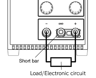 Connect the positive and negative terminals in the power supply by load/electric load.