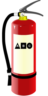 This fire extinguisher is labeled with three classes of fire: Class A, B, and C.