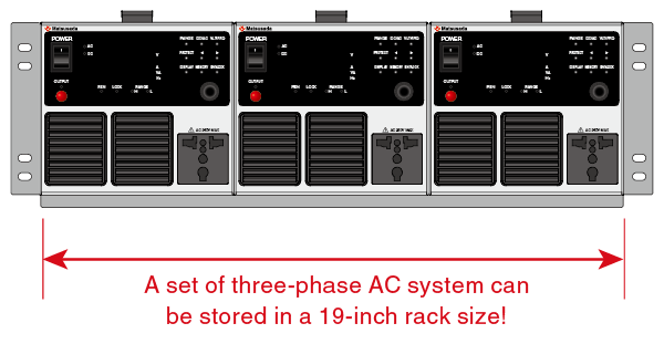 Three-phase AC system in a rack