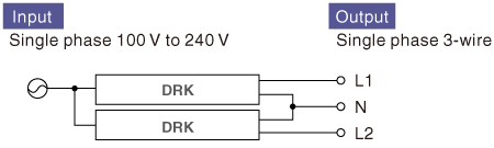 Input: Single phase 100 V to 240 V, Output Single phase 3-wire