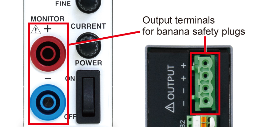 Output terminals for banana safety plugs | P4KF-80 series | DC power supply Benchtop | Matsusada Precision
