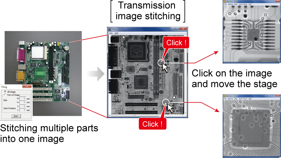 Stitching function | µRay8400 series | X-ray Inspection System (Vertical Model) | Matsusada Precision