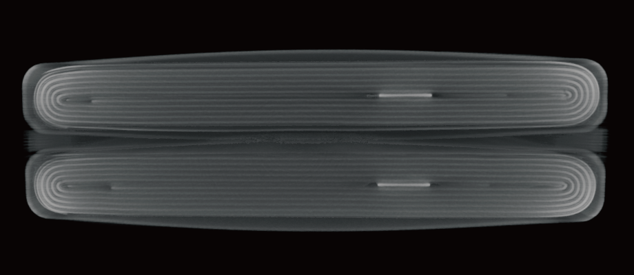 X-ray 2D image of a rectangular lithium-ion battery