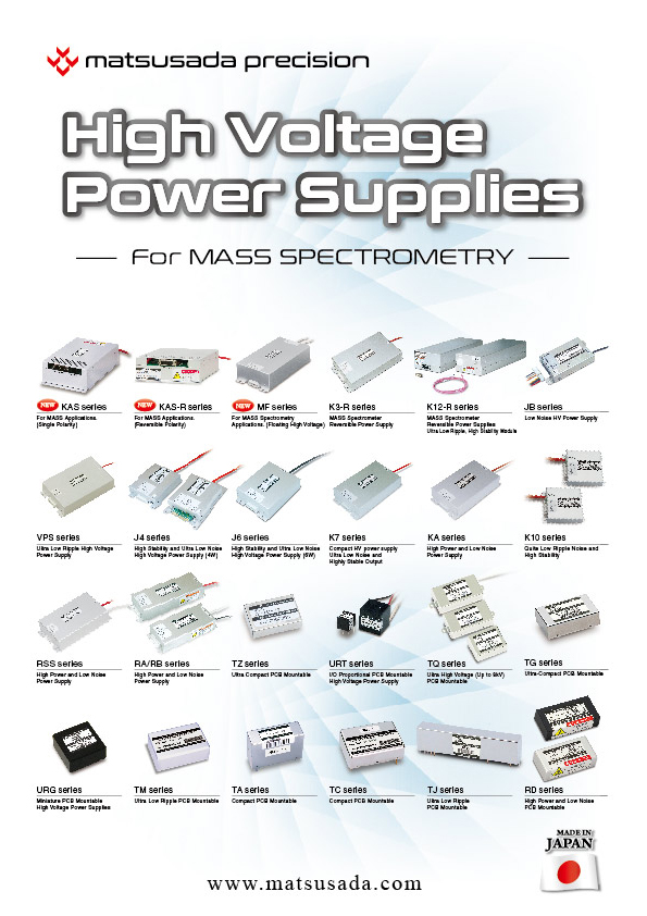 High Voltage Power Supplies -For MASS SPECTROMETRY- Selection Guide